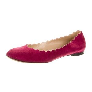 Chloe Suede Scalloped Accent Flats Size 8